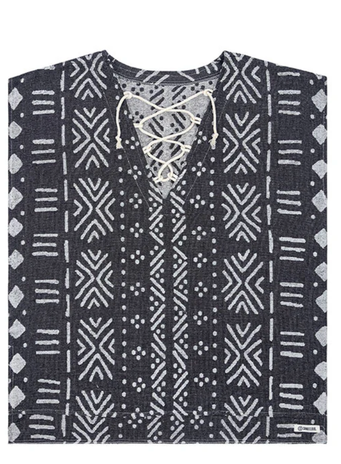 poncho SAND CLOUD Adobe Mudcloth Cover Up Black