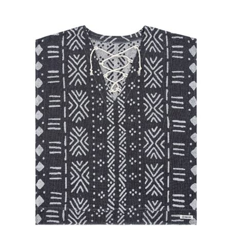 poncho SAND CLOUD Adobe Mudcloth Cover Up Black