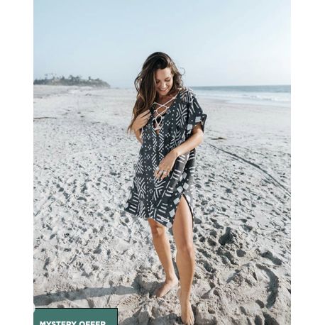 poncho SAND CLOUD Adobe Mudcloth Cover Up Black