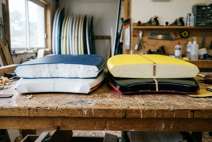 Foam core of a bodyboard, PE and PP